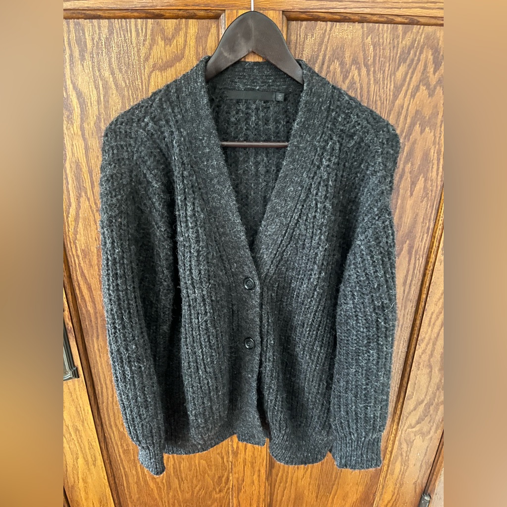 Jenni Kayne Baby Alpaca Oversized Cocoon Cardigan Sweater Xs Black Vguc